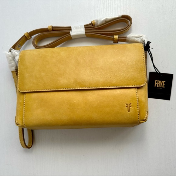✨New FRYE Reed Flap Leather Crossbody Bag Sunflower - Picture 2 of 11